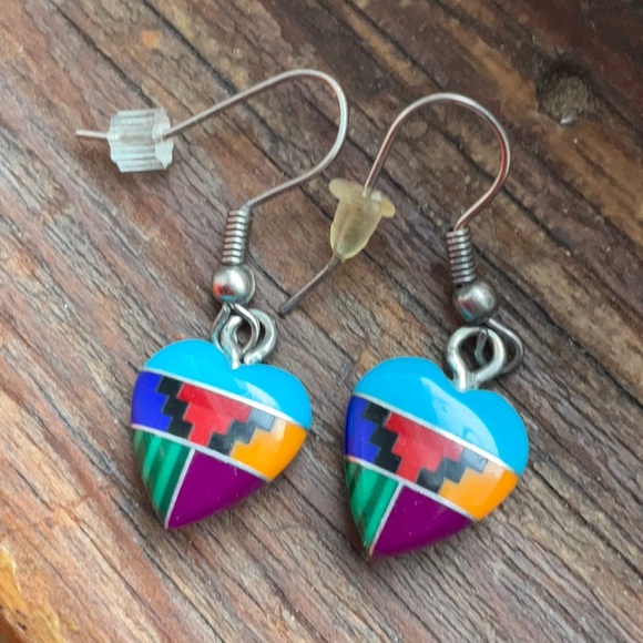 Jewelry - Native American inlay heart earrings